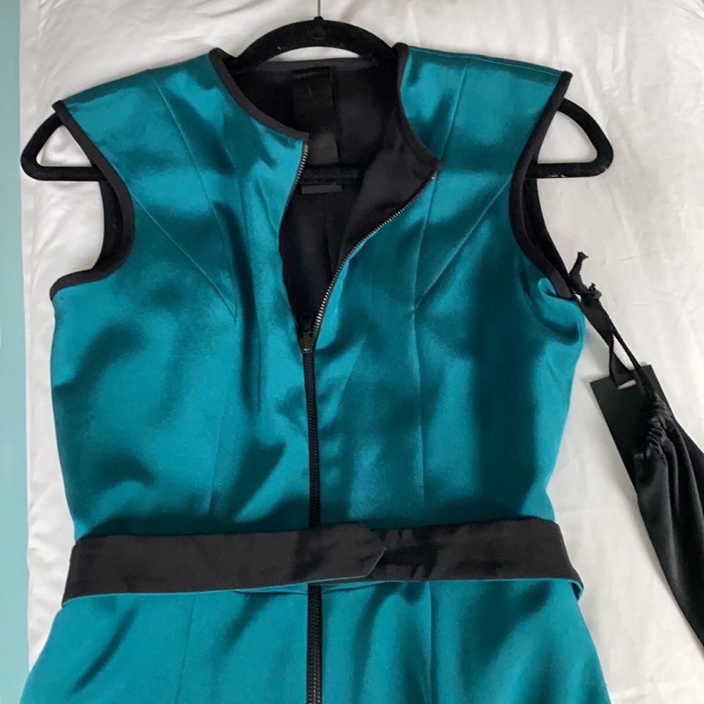Nwt Karolina Zmarlak Silk reversible high low dress w/reversible belt. 4 looks